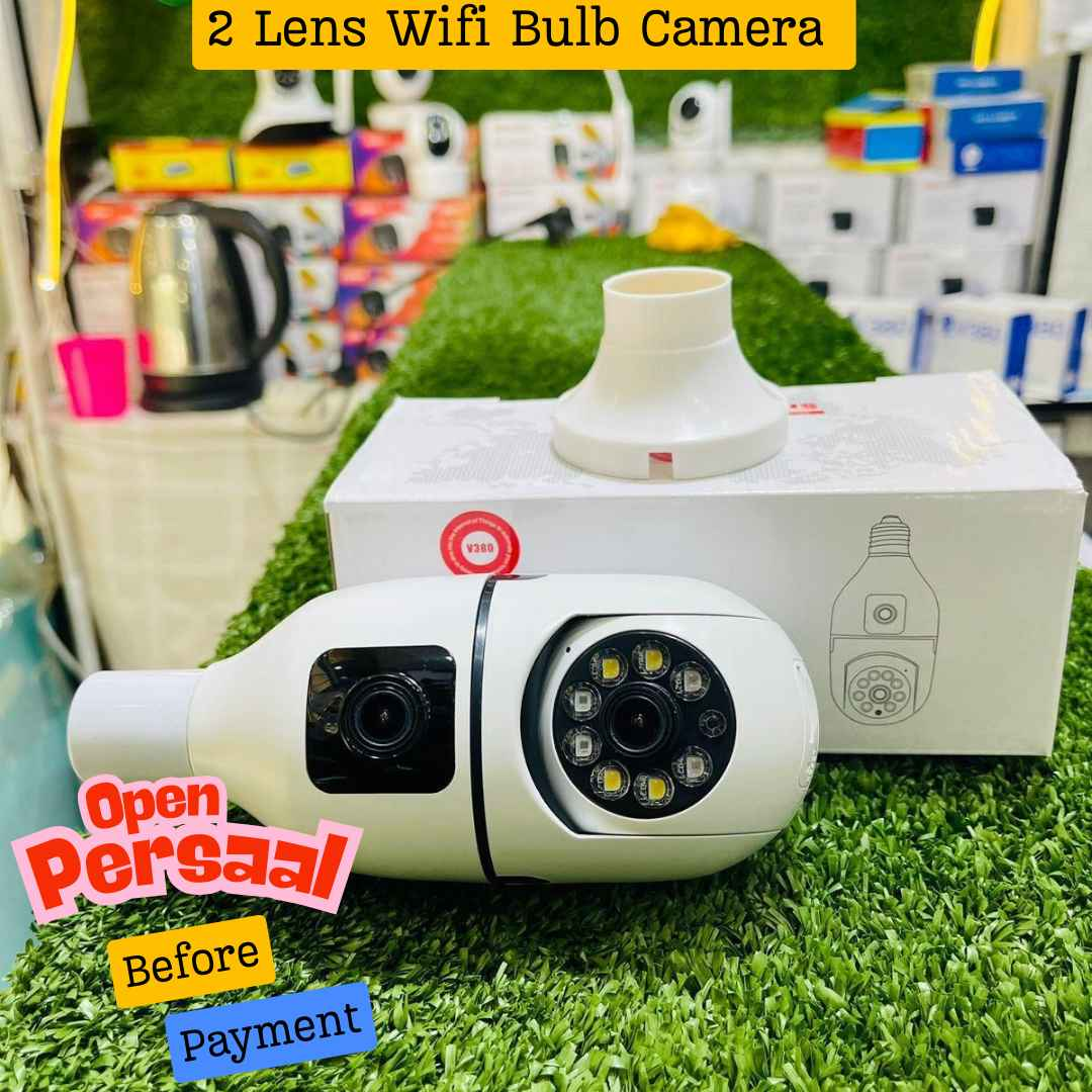 SPEED-X SPE27-2 DUAL LENS BULB CAMERA 1080P WIFI PANORAMIC NIGHT VISION MOTION DETECTION WITH V380 PRO APP